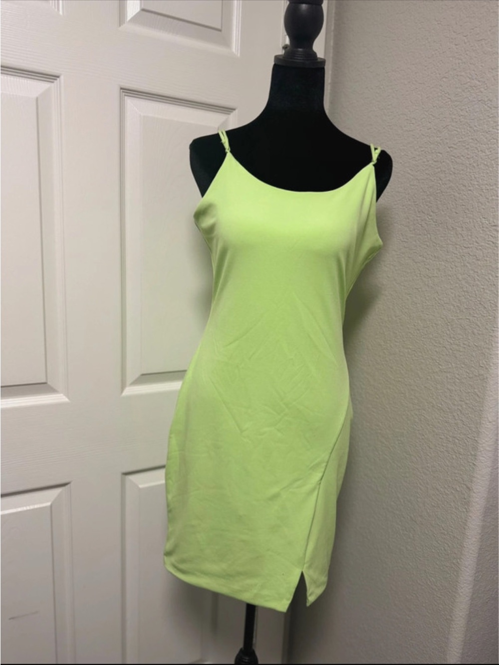 Lime Green Slip Dress with Spaghetti Straps